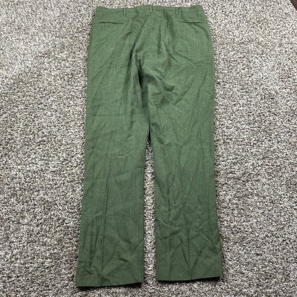 VTG Leisure Suit Slacks Pants Mens 35x30 Green Rayon Straight Leg Talon 70s - Picture 9 of 11